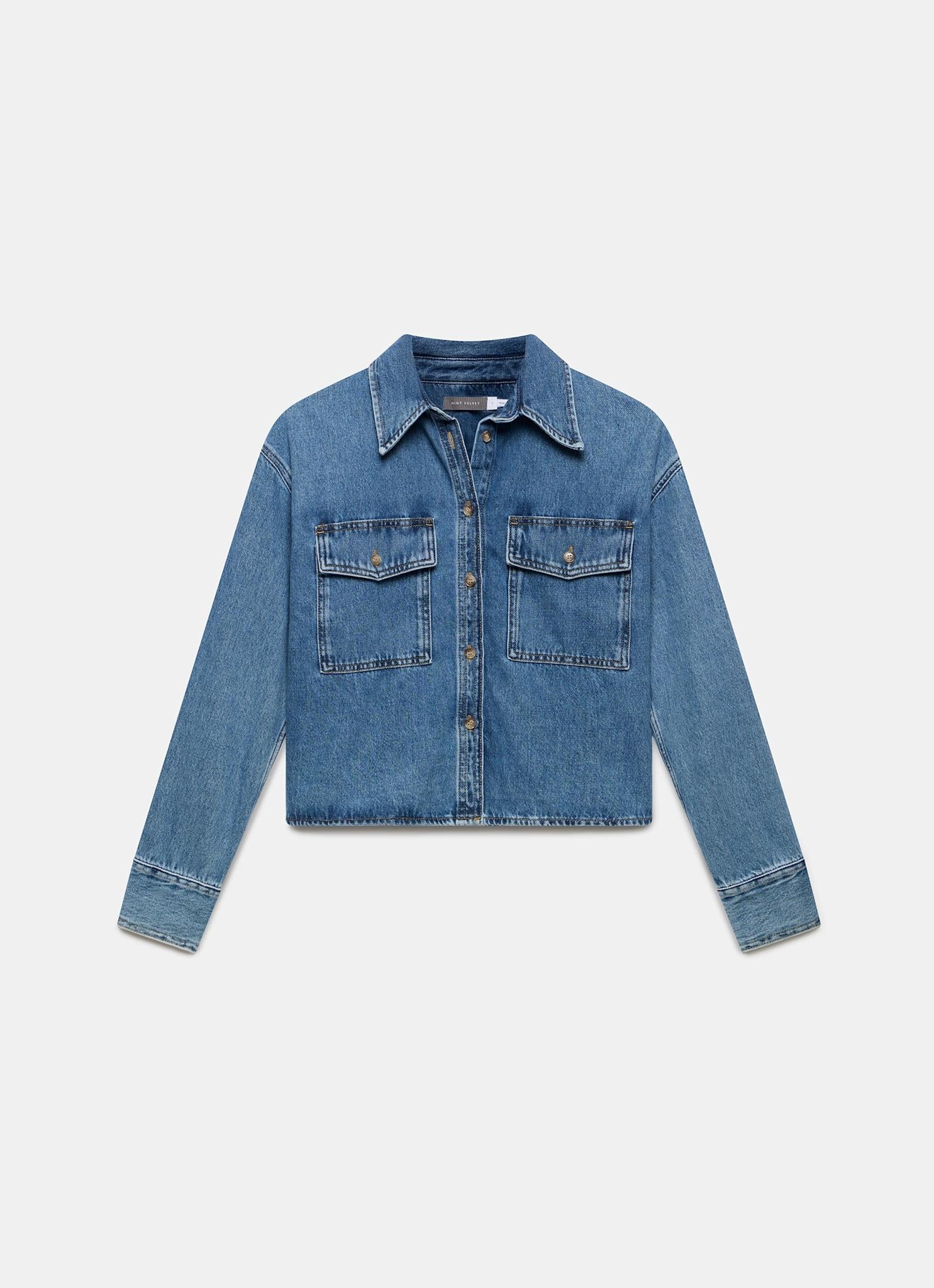 Indigo Cropped Denim Shirt