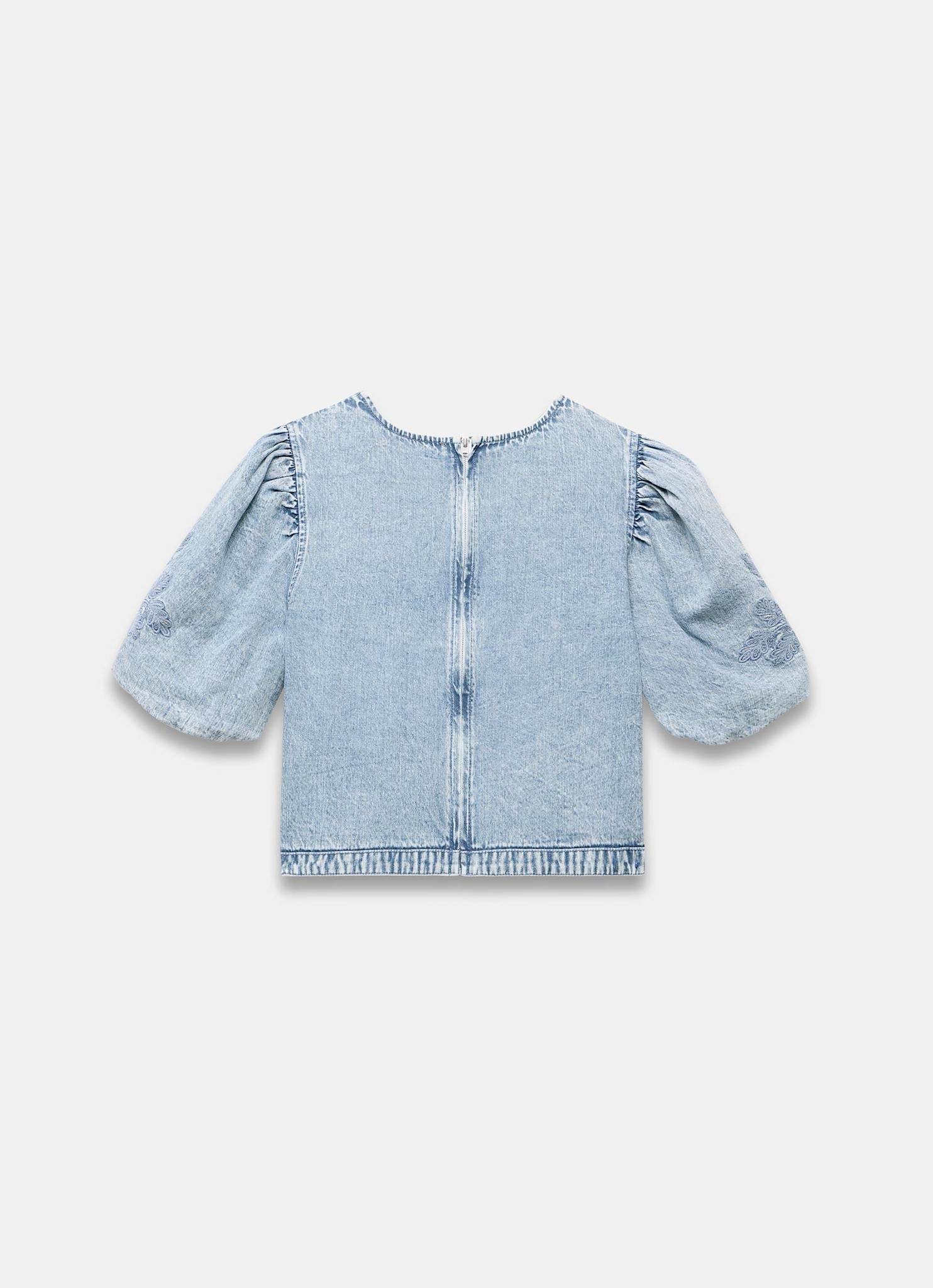 Indigo Denim Embroidered Top