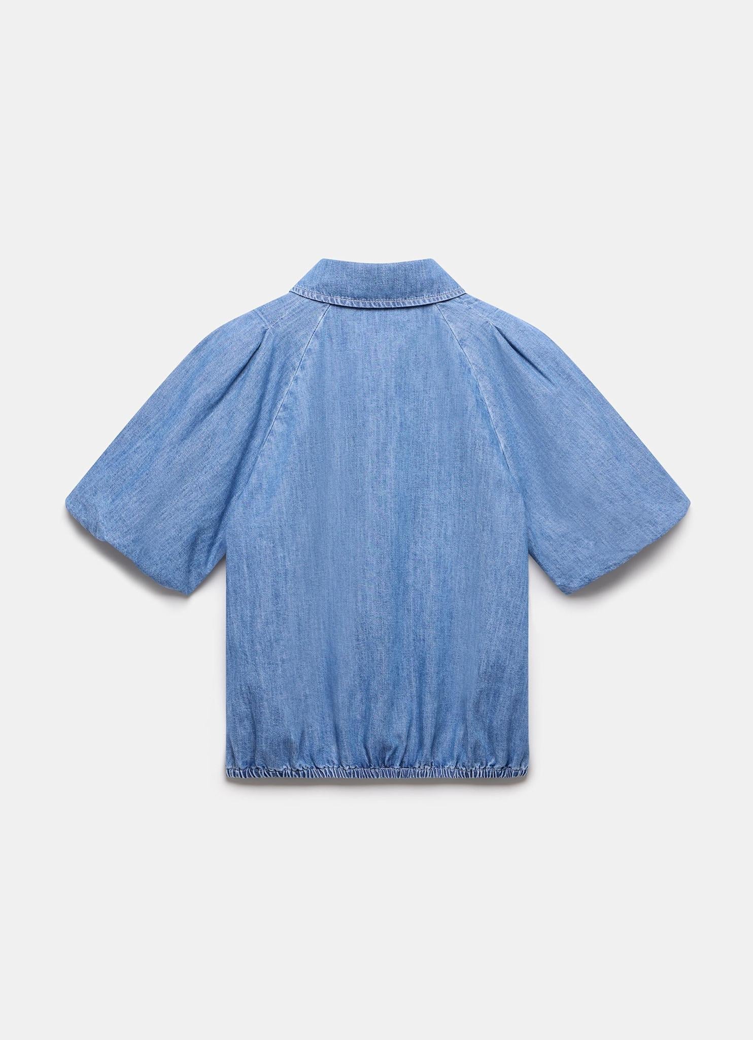 Indigo Denim Puff Sleeve Shirt
