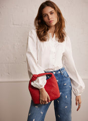 Indigo Embroidered Floral Relaxed Jeans