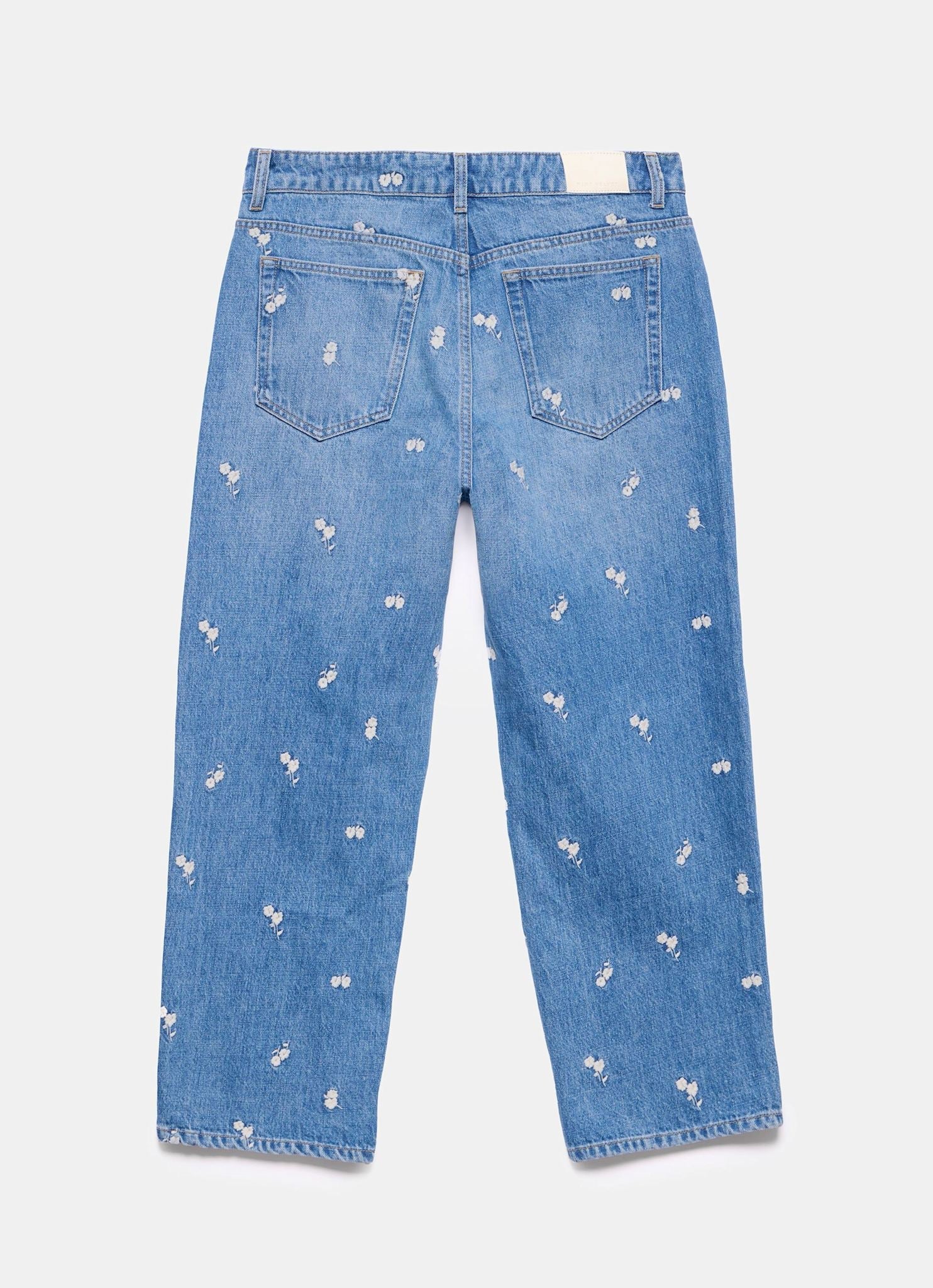 Indigo Embroidered Floral Relaxed Jeans