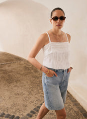 Denim Mid Length Shorts