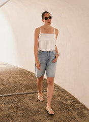 Denim Mid Length Shorts