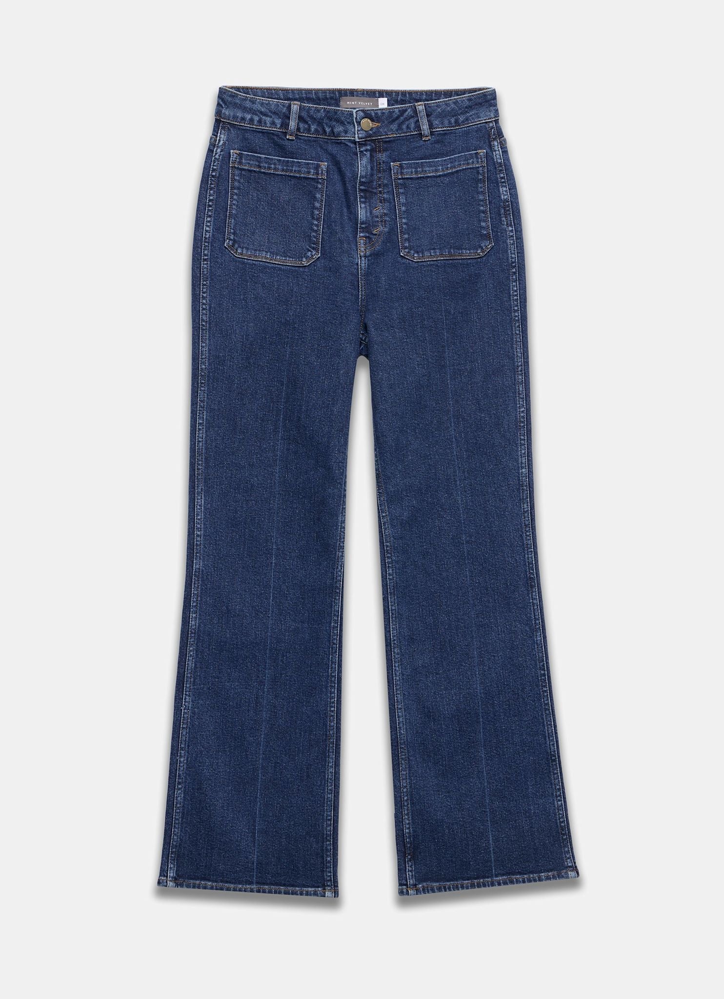 Indigo Relaxed Straight Patch Pocket Jeans