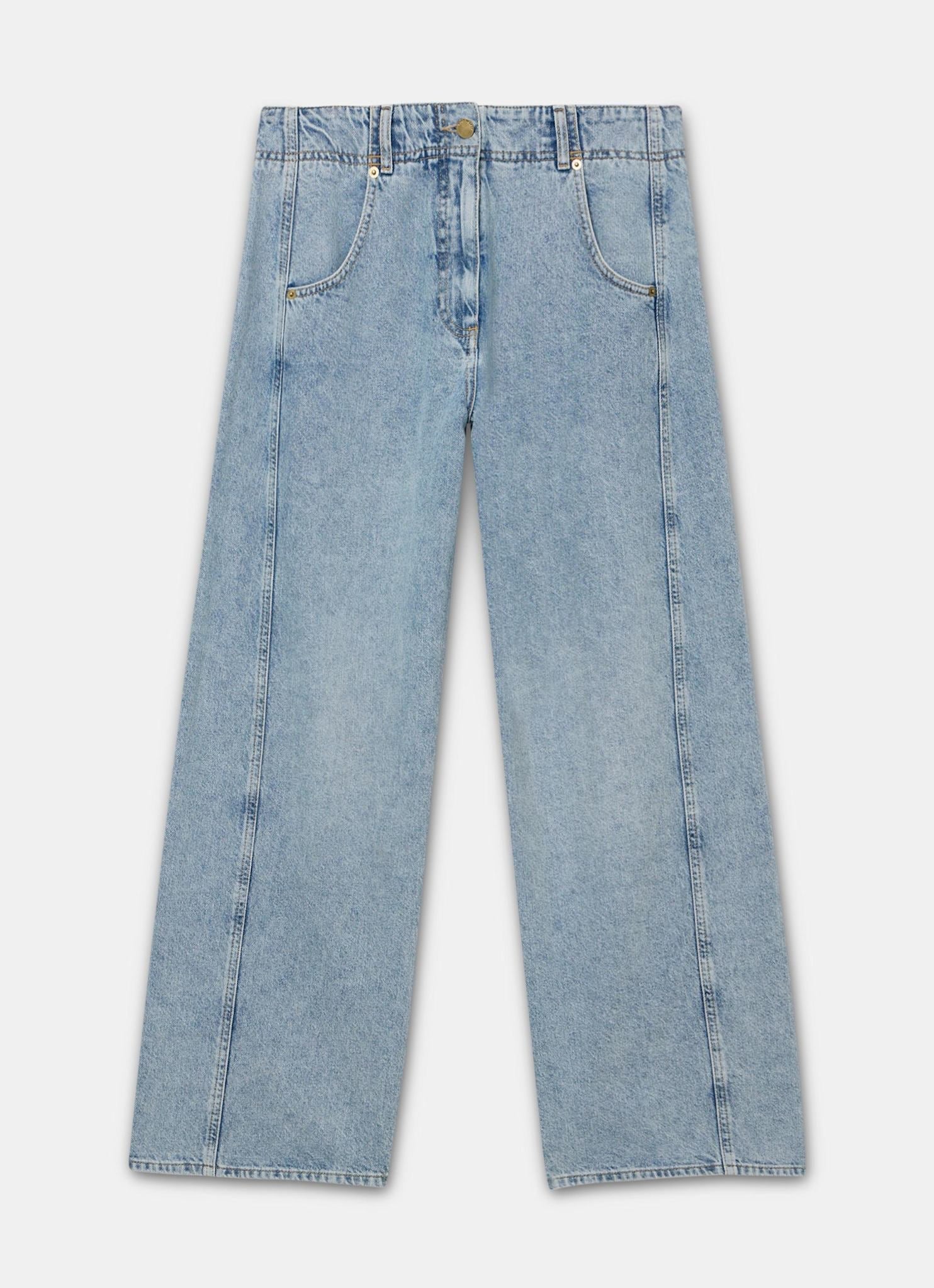 Mid Indigo Relaxed Wide Leg Jeans