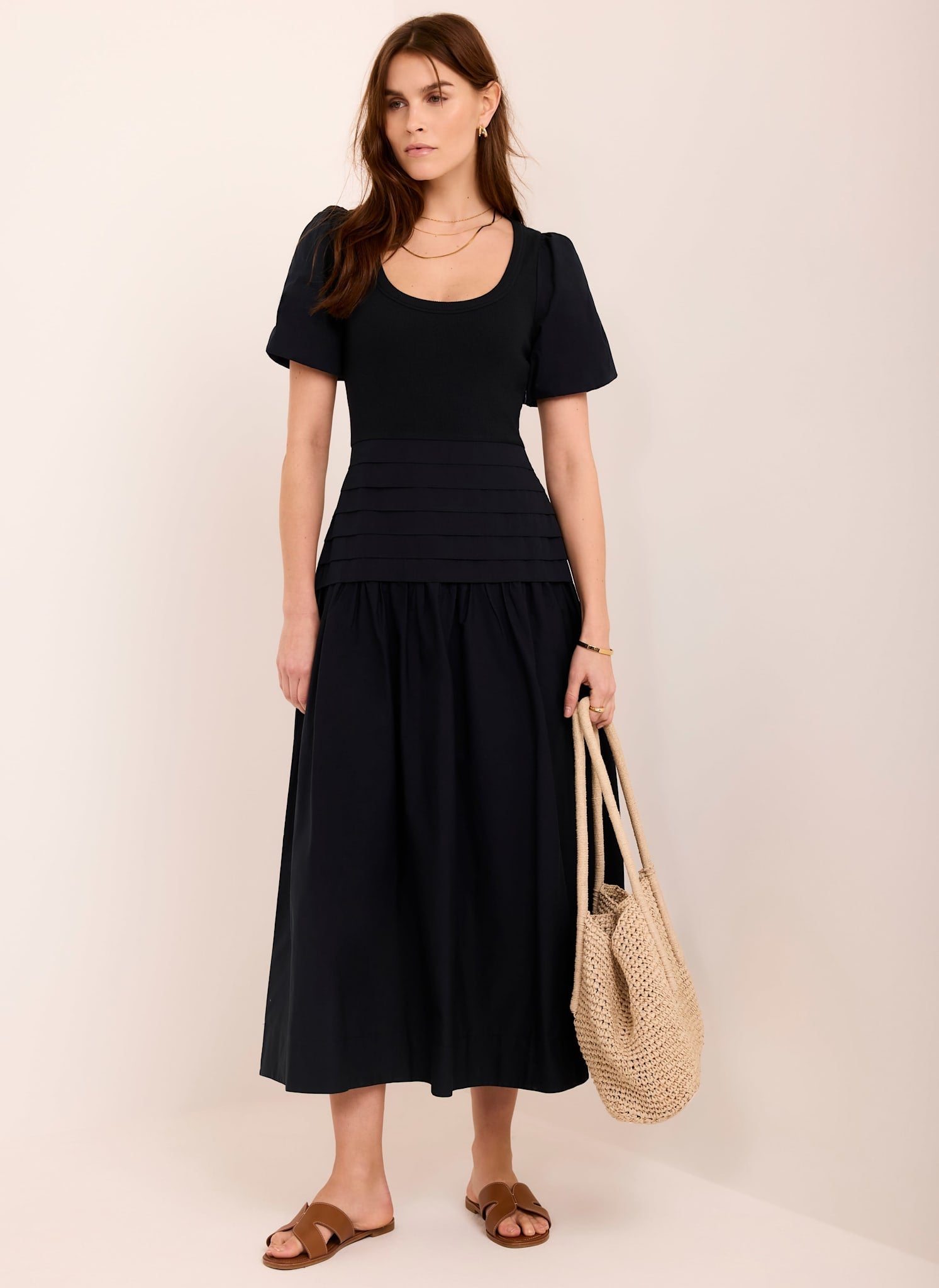 Navy Cotton Blend Maxi Dress