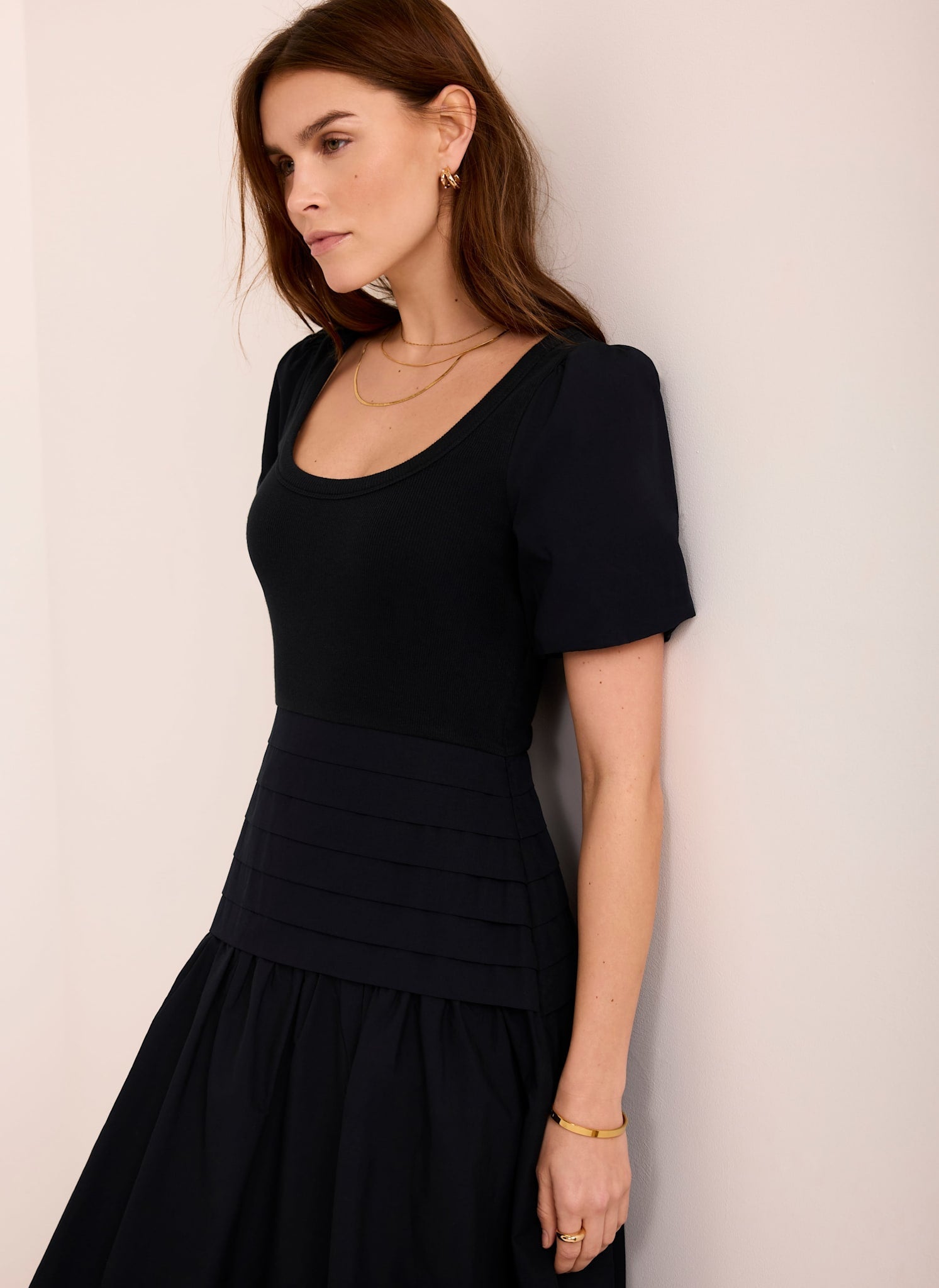 Navy Cotton Blend Maxi Dress