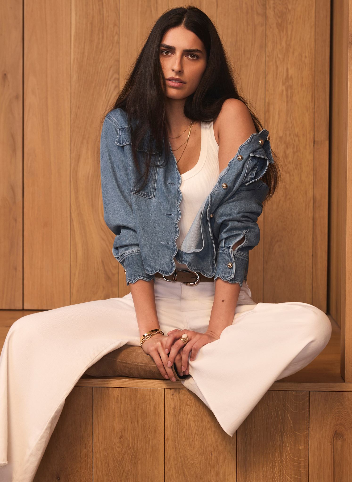 Cream Ankle Wide Leg Jeans