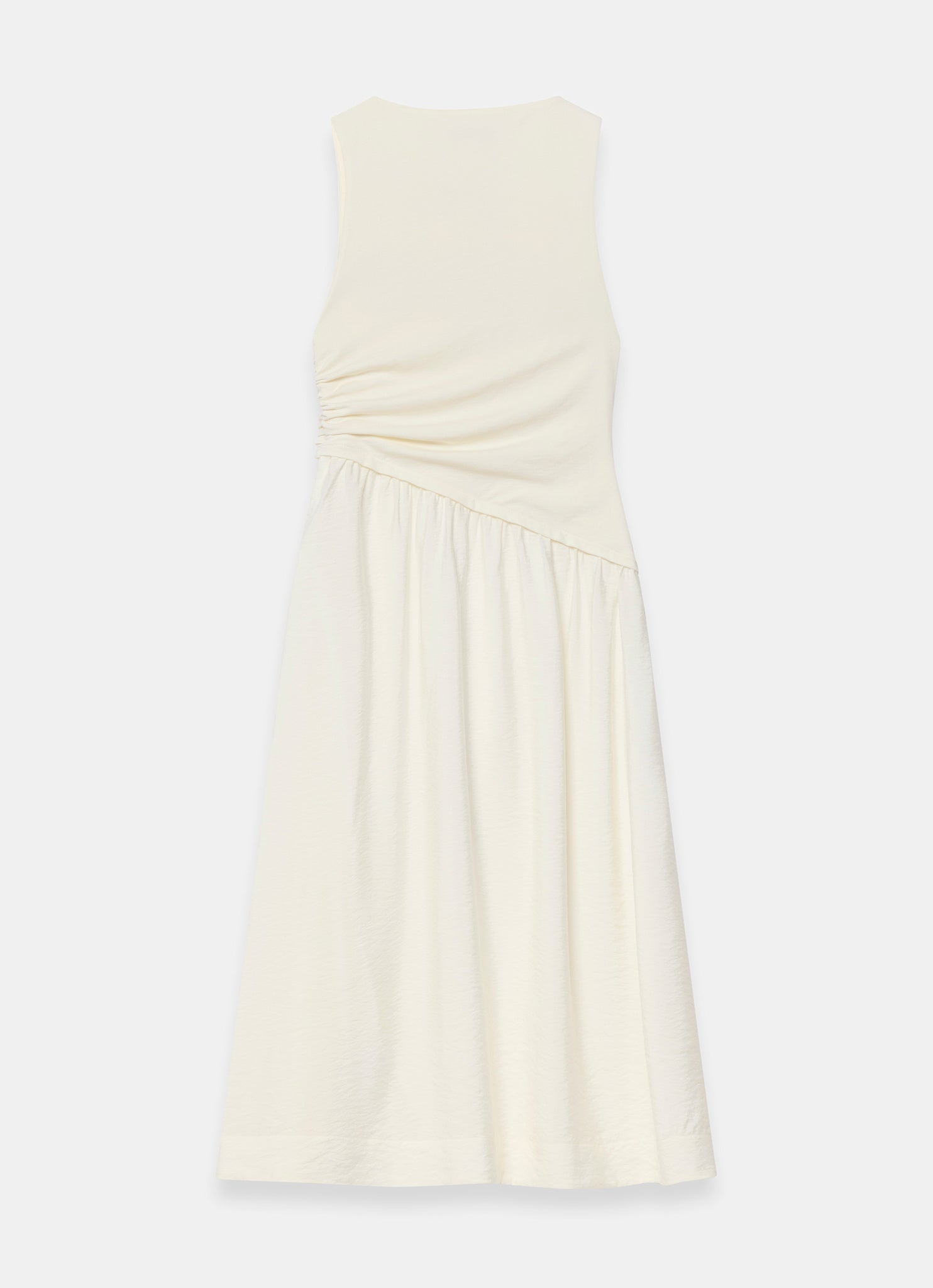 Cream Asymmetric Waist Midi Dress