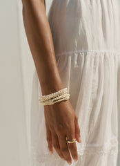 Cream Beaded Layered Bracelet