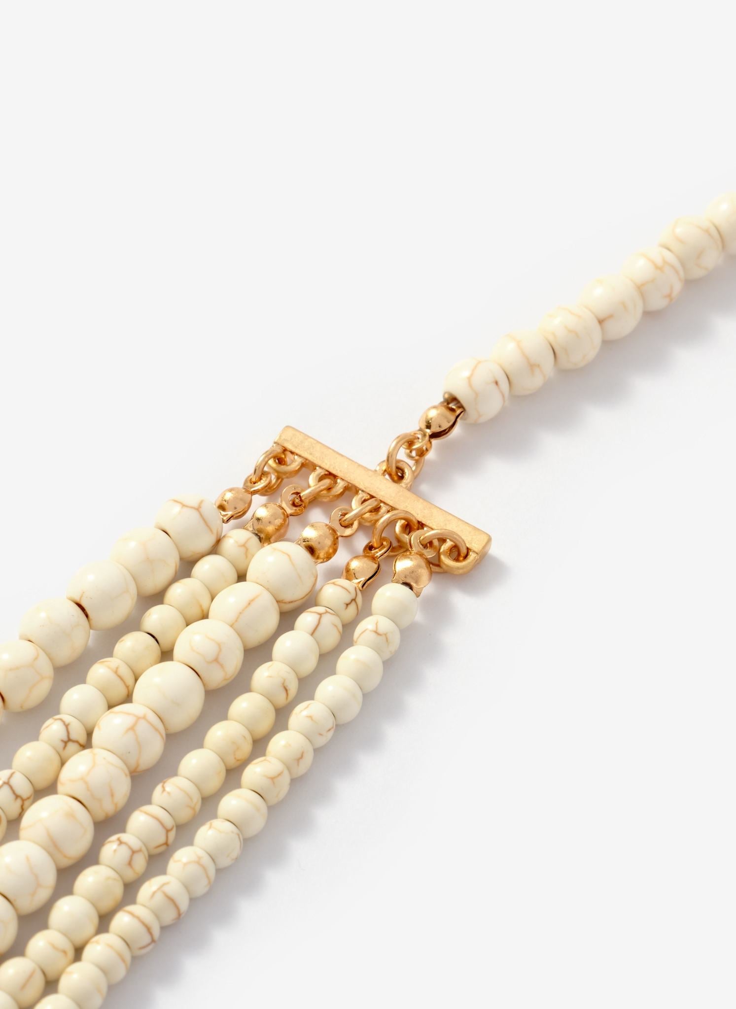 Cream Beaded Layered Necklace
