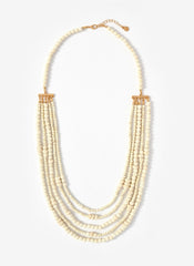 Cream Beaded Layered Necklace