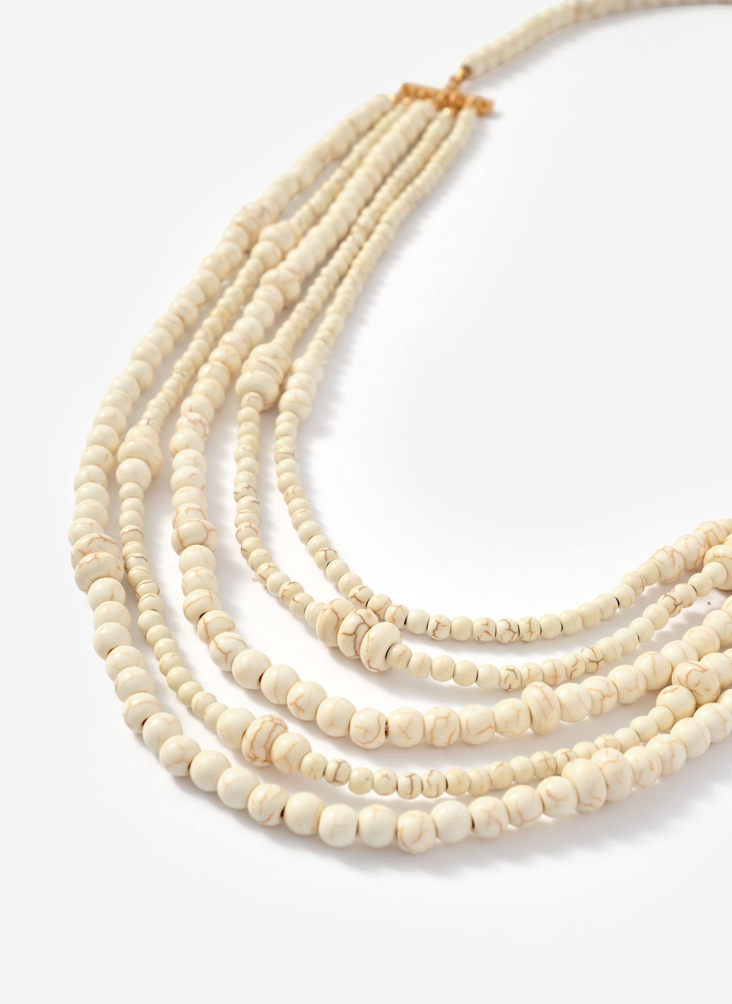 Cream Beaded Layered Necklace