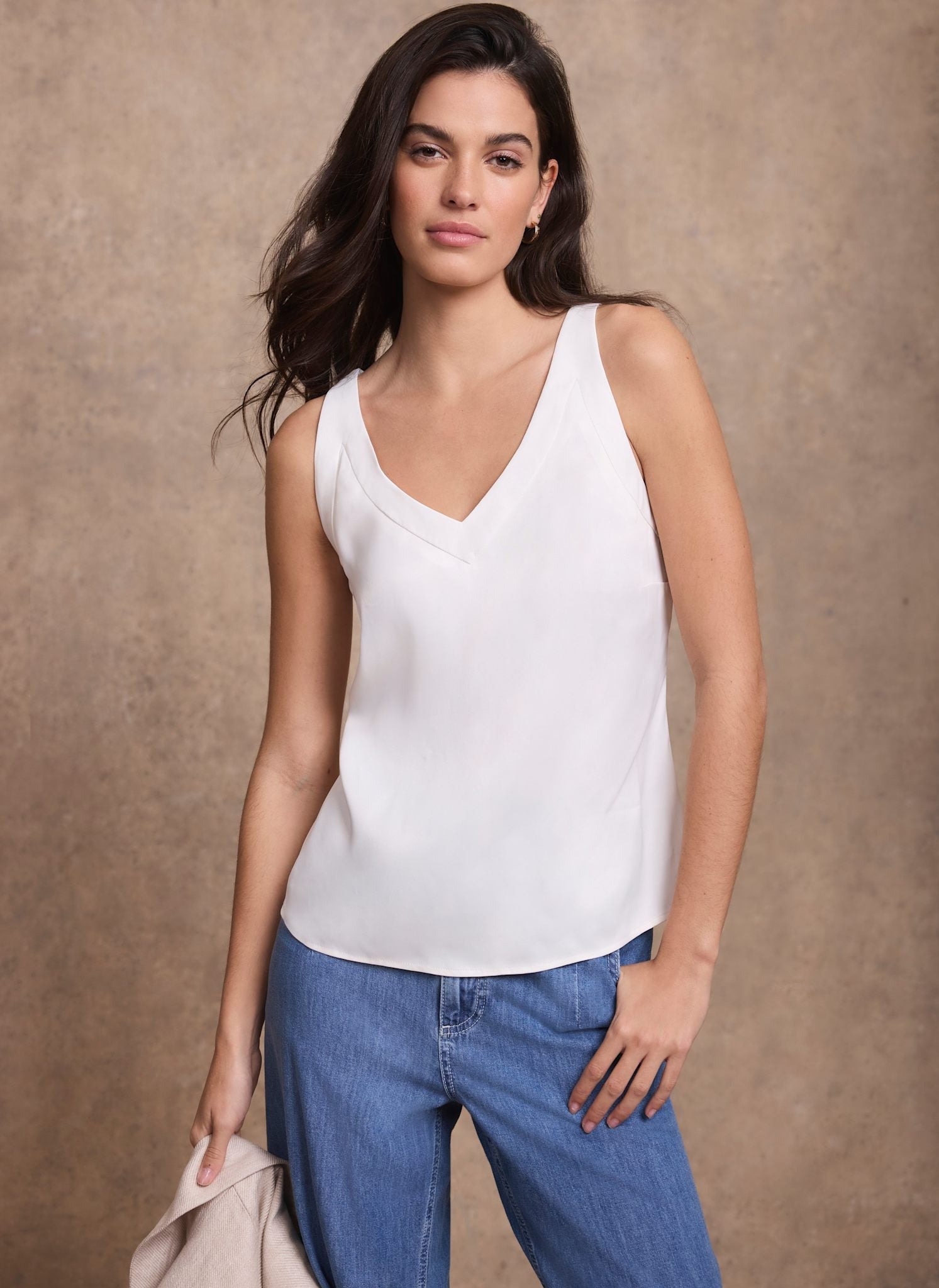White Trim Detail Camisole Top