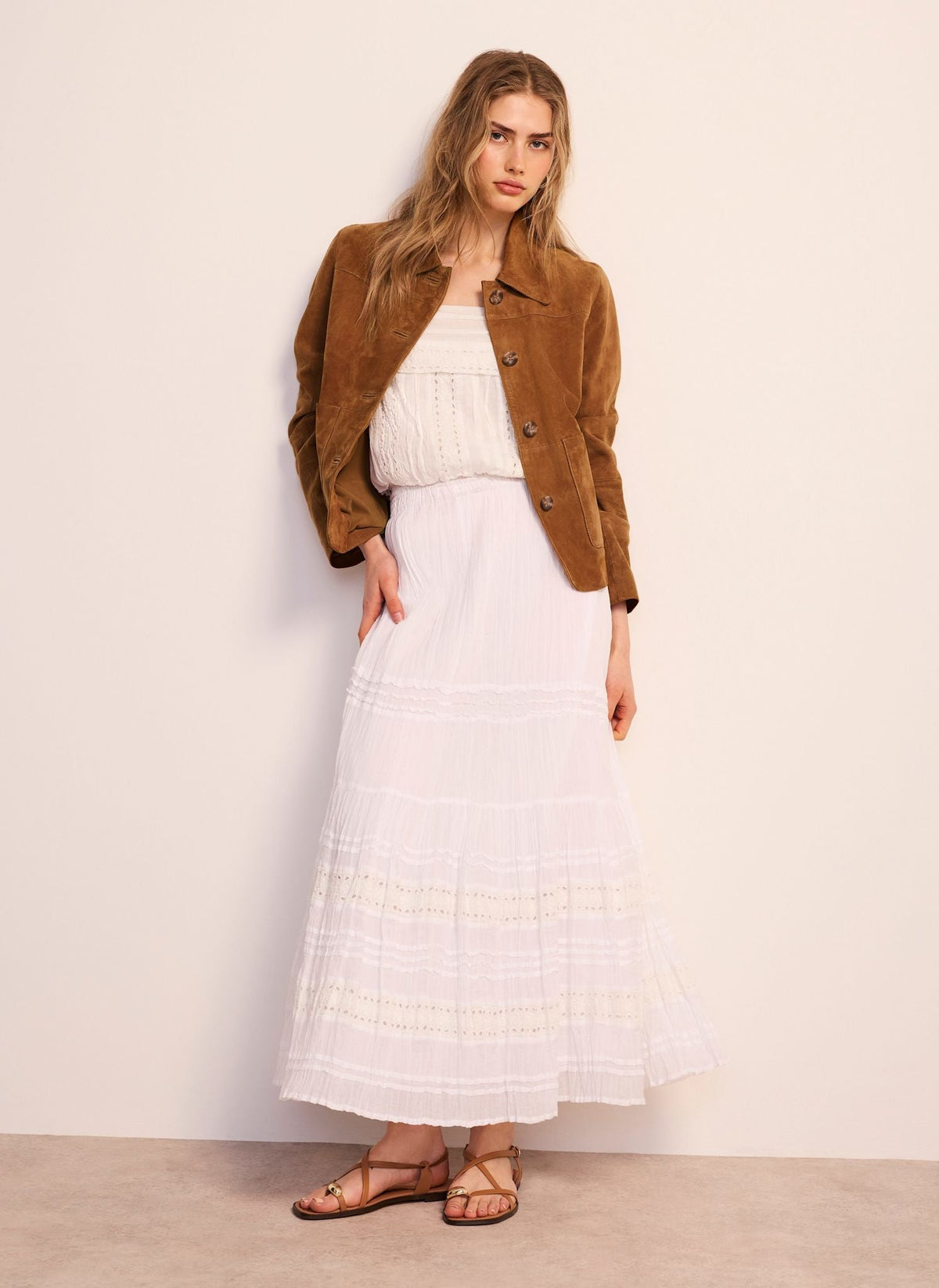 White Cotton Maxi Skirt