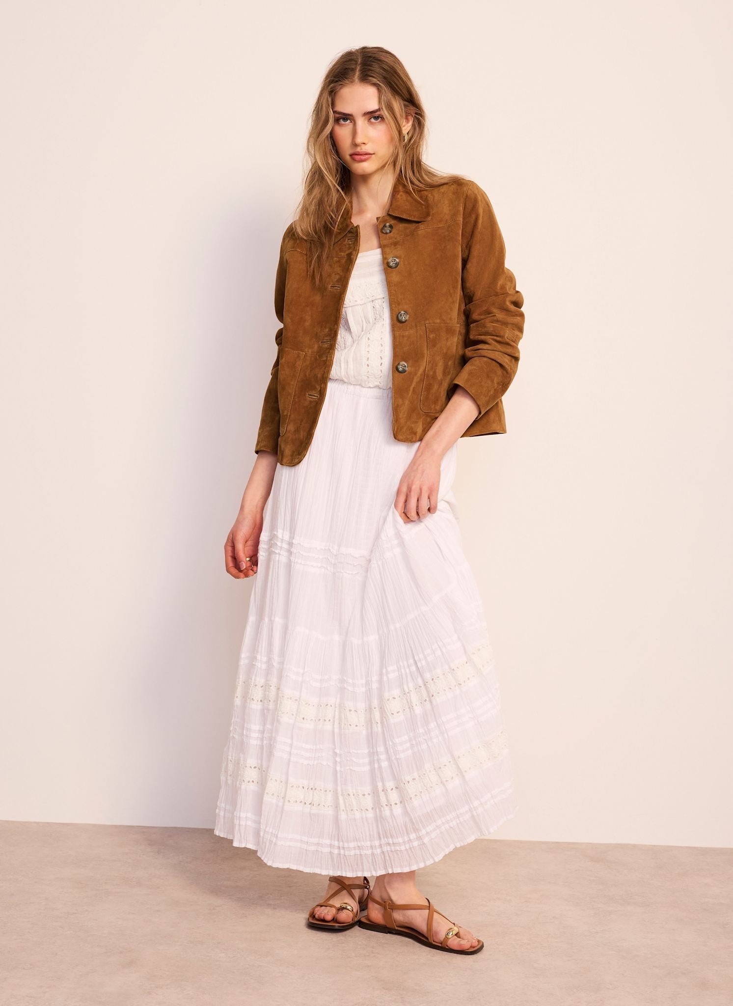 White Cotton Maxi Skirt