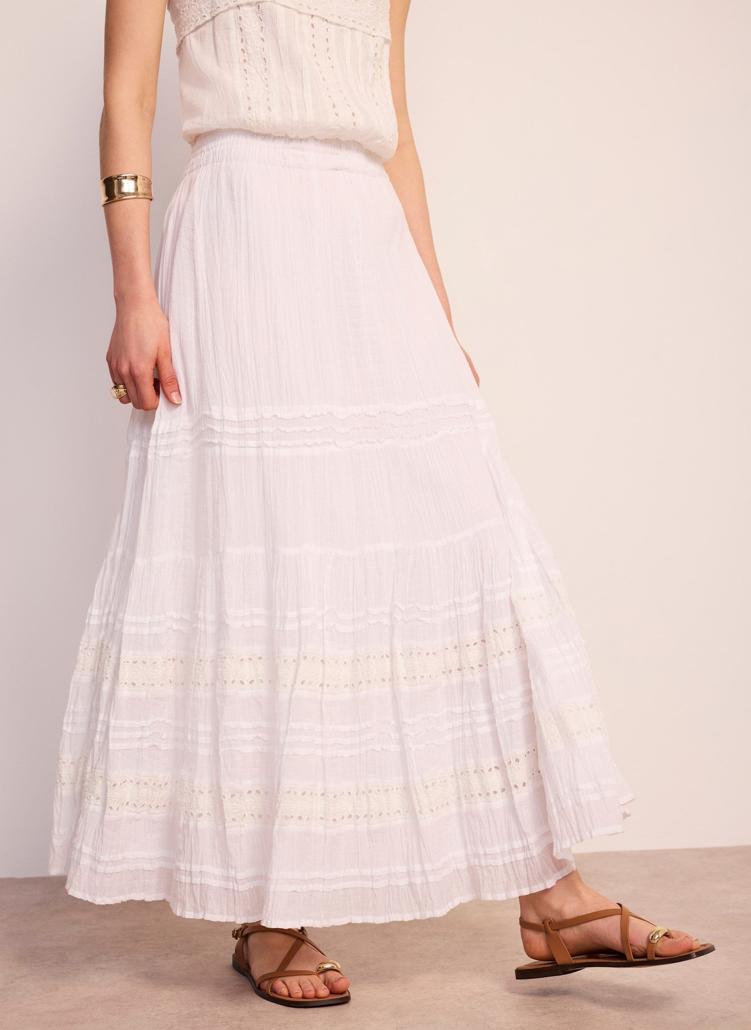 White Cotton Maxi Skirt