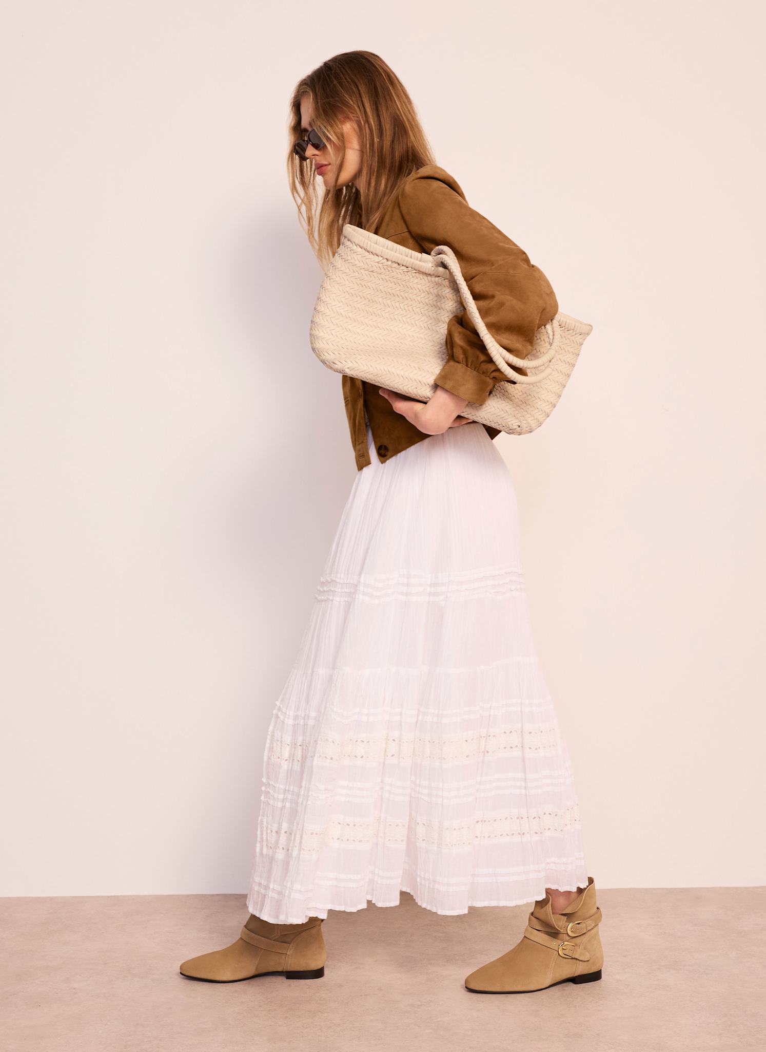 White Cotton Maxi Skirt