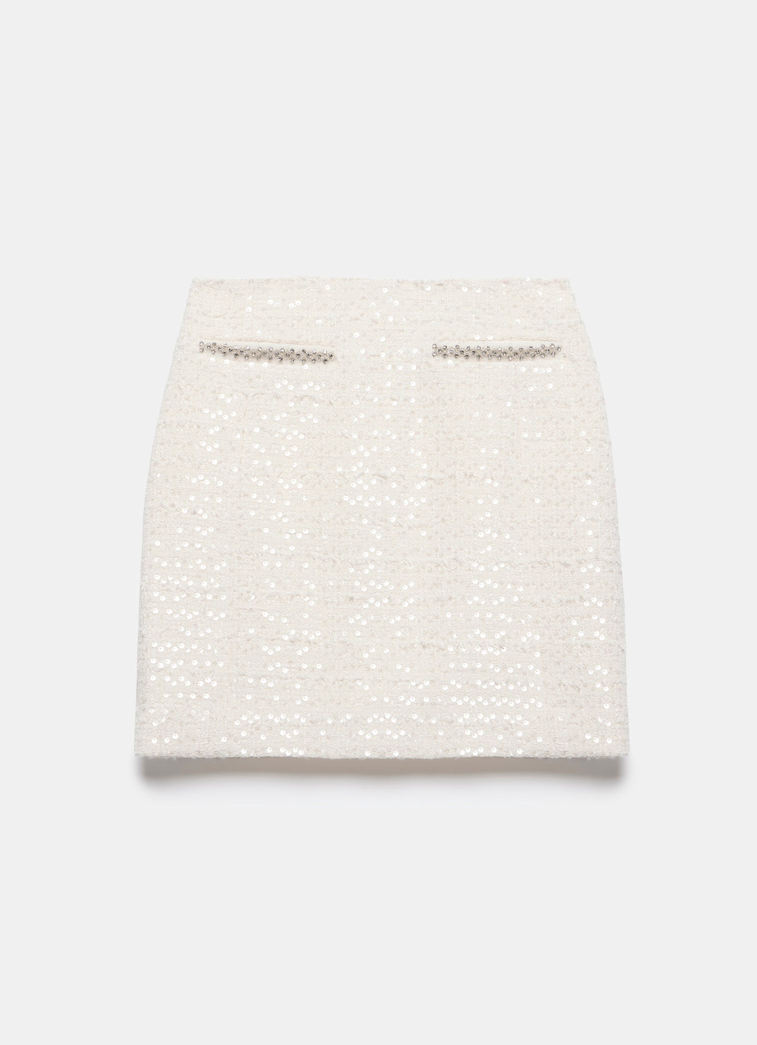 Cream Boucle Sequin Mini Skirt