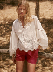 White Cotton Broderie Blouse