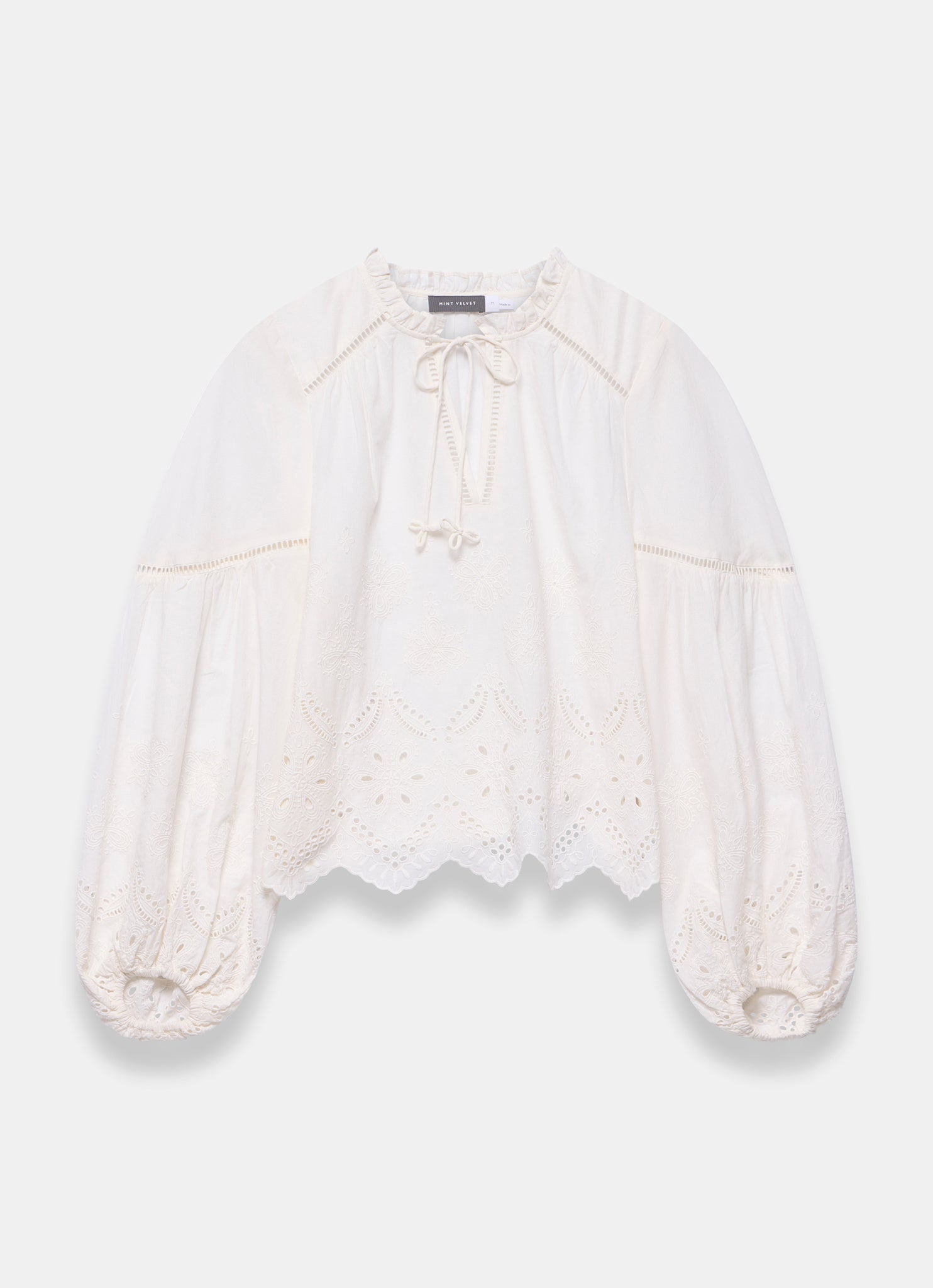 White Cotton Broderie Blouse