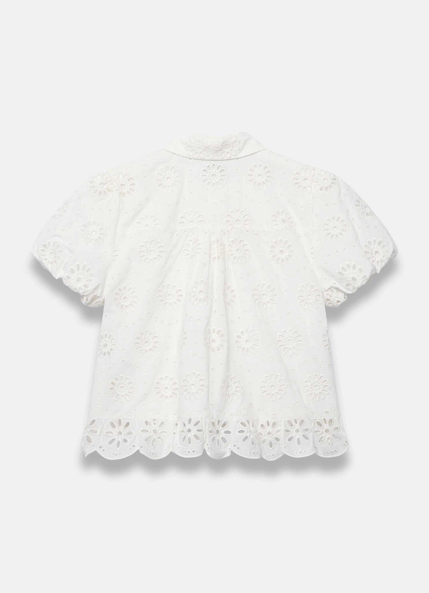 White Cotton Broderie Detail Shirt