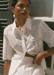 Cream Cotton Broderie Shirt