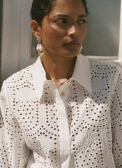 Cream Cotton Broderie Shirt