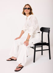 White Utility Chino Wide Leg Trousers