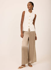 White Sunray Button Knit Sleeveless Top