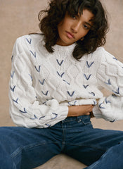Cream Cable Knit Whipstitch Jumper