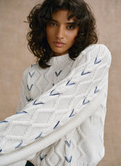 Cream Cable Knit Whipstitch Jumper