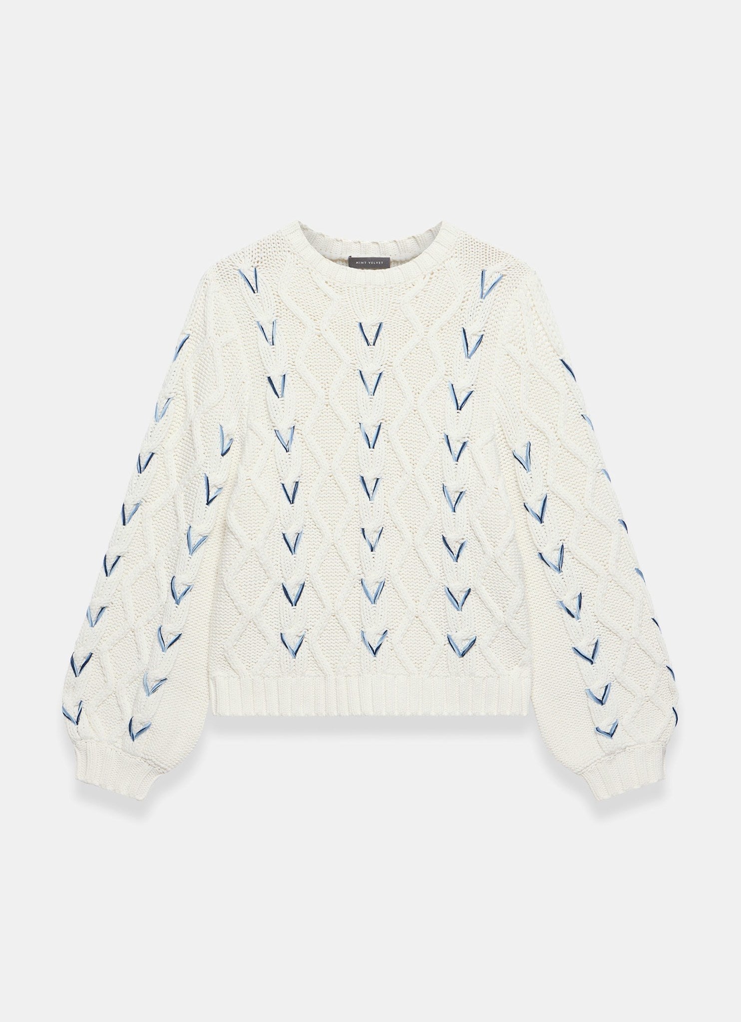 Cream Cable Knit Whipstitch Jumper