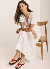 White Cotton Cheesecloth Midi Dress