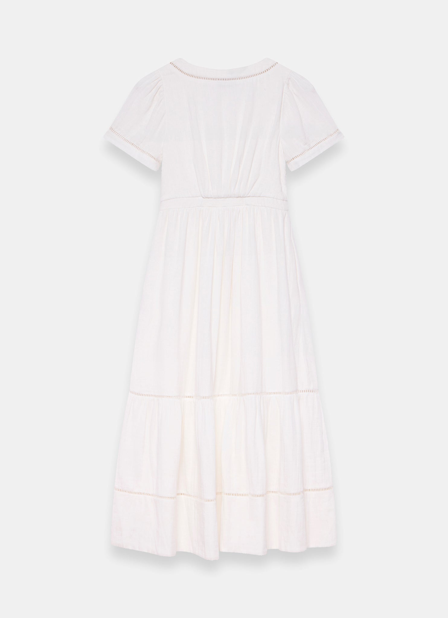 White Cotton Cheesecloth Midi Dress