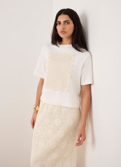 Cream Crochet Panel T-Shirt