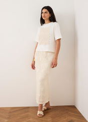 Cream Crochet Panel T-Shirt