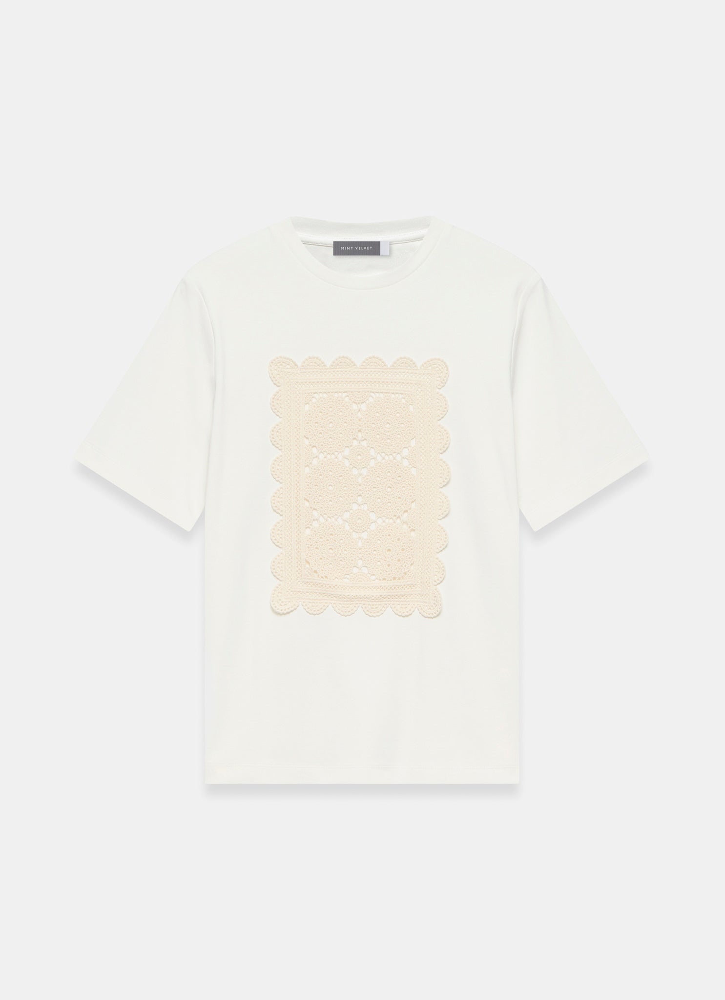 Cream Crochet Panel T-Shirt