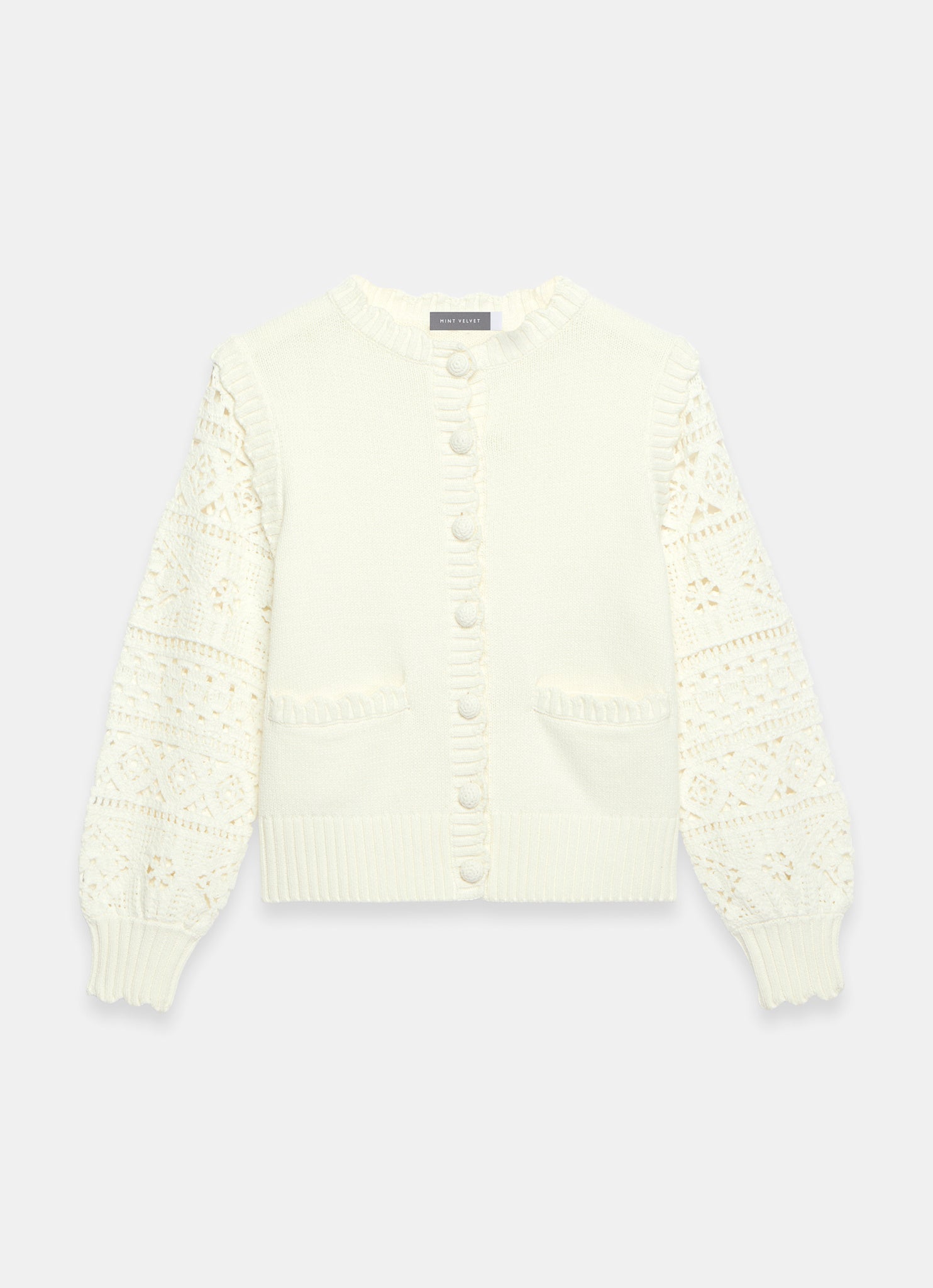 Cream Cotton Blend Crochet Cardigan