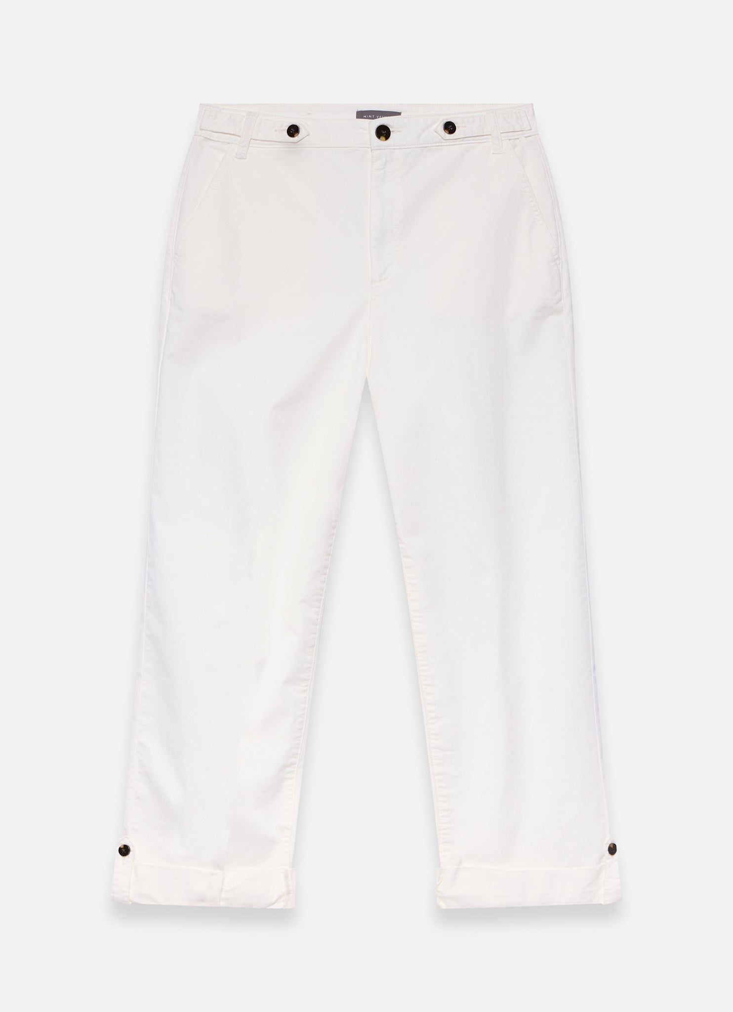 White Cropped Wide Chino Trousers