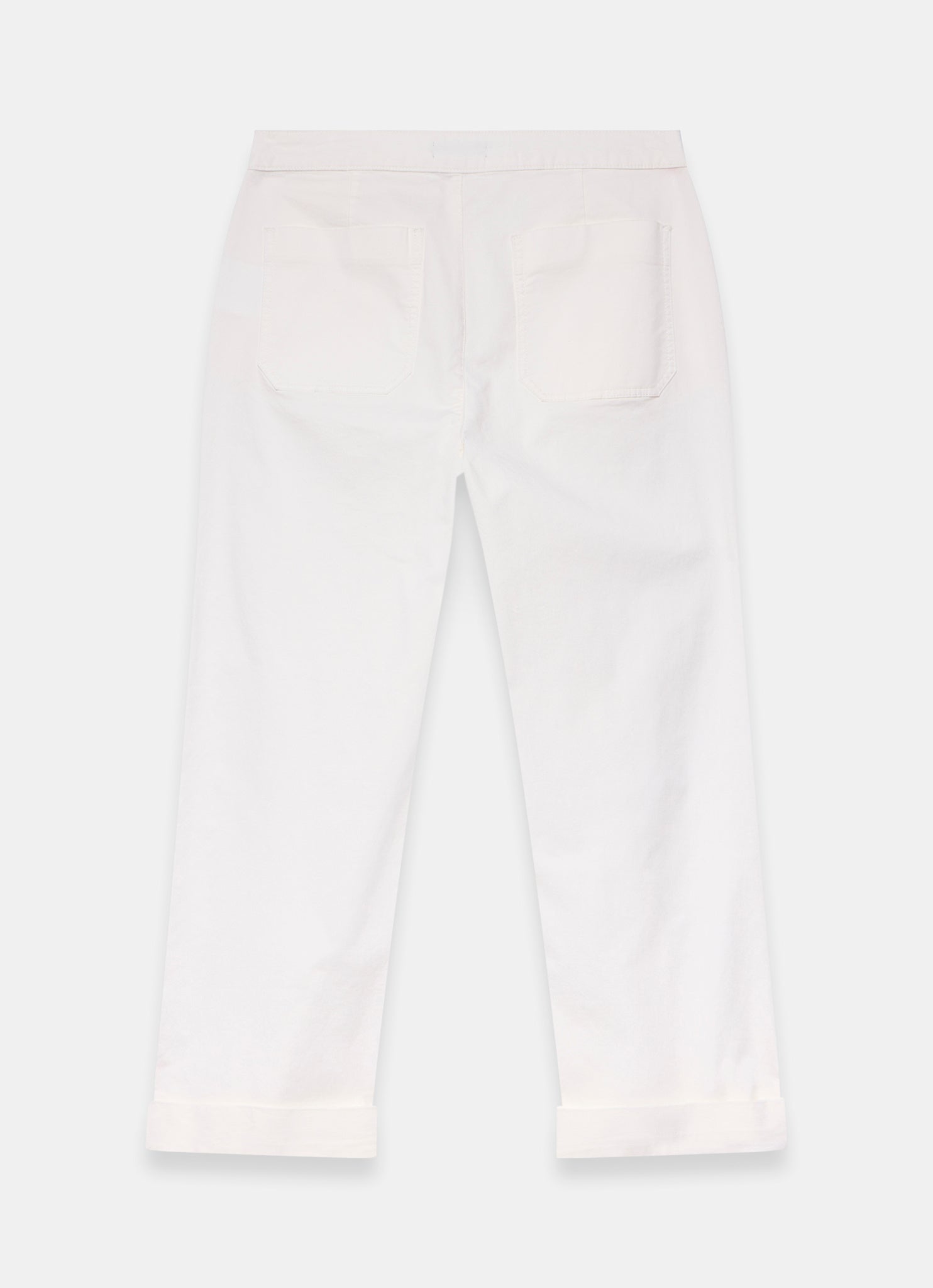 White Cropped Wide Chino Trousers
