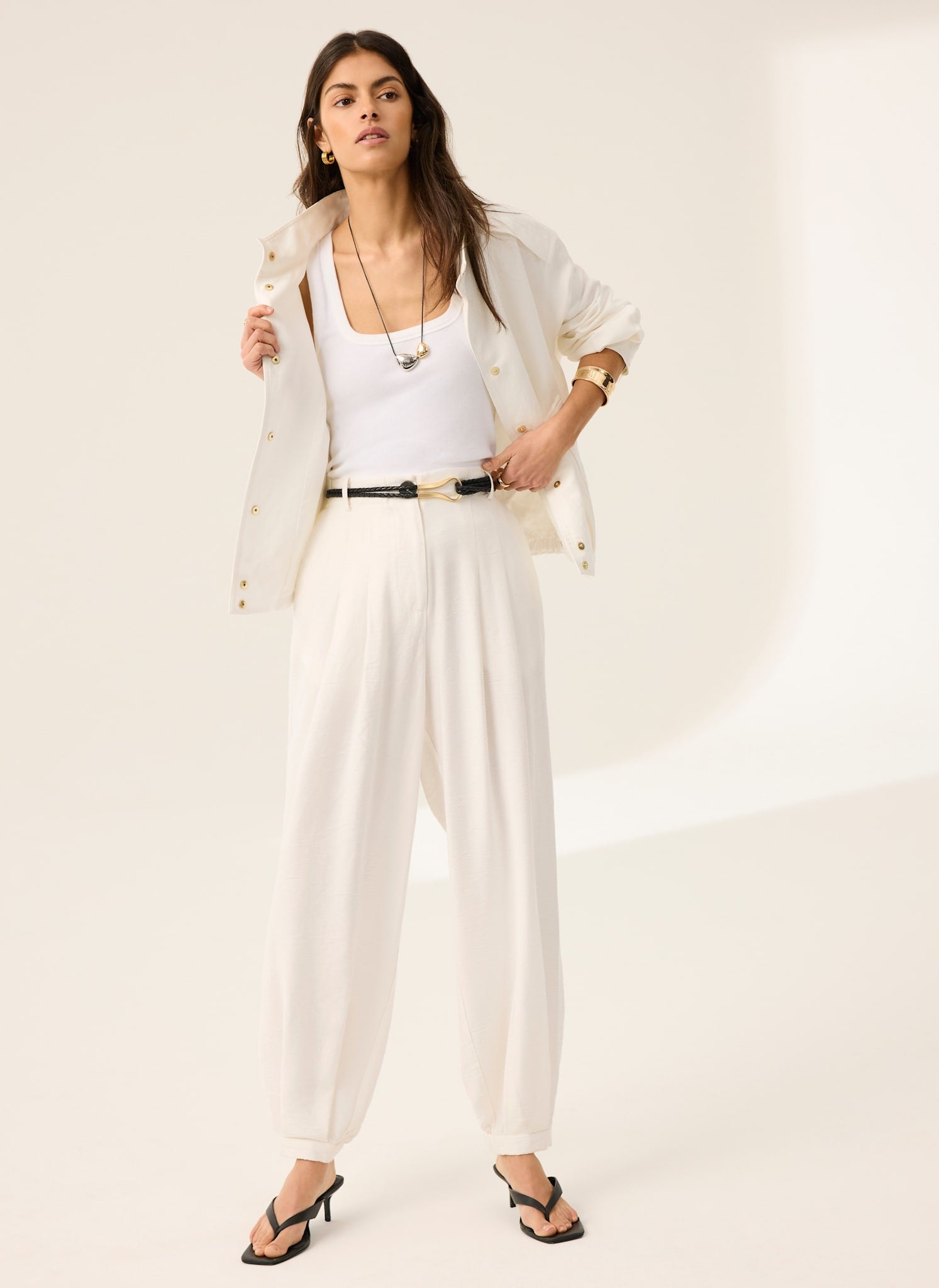 White Soft Balloon Trousers