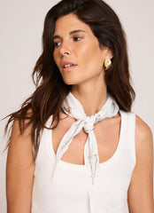 Cream Linen Embellished Neck Scarf