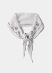 Cream Linen Embellished Neck Scarf