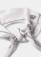 Cream Linen Embellished Neck Scarf