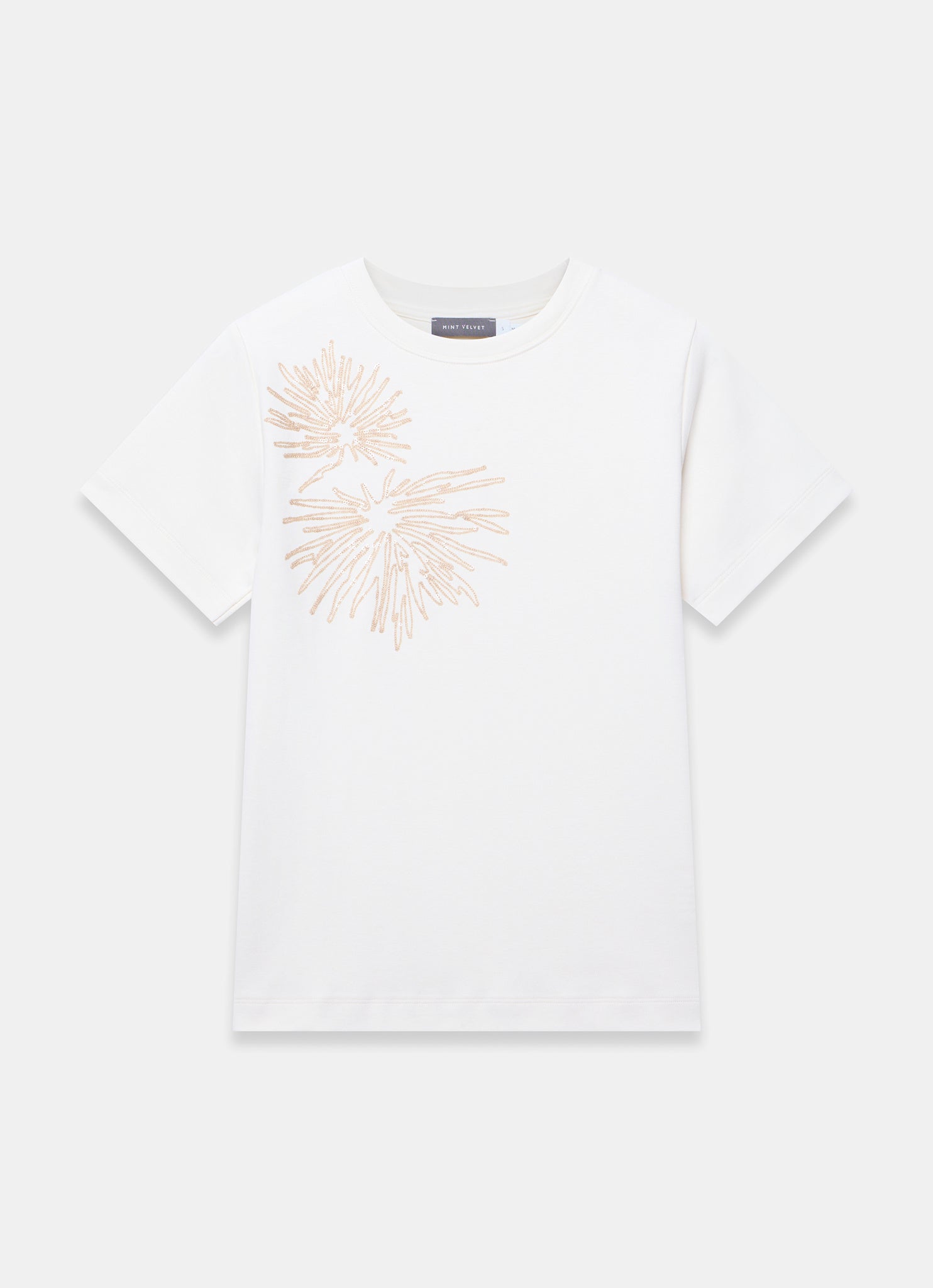 White Cotton Embellished T-Shirt
