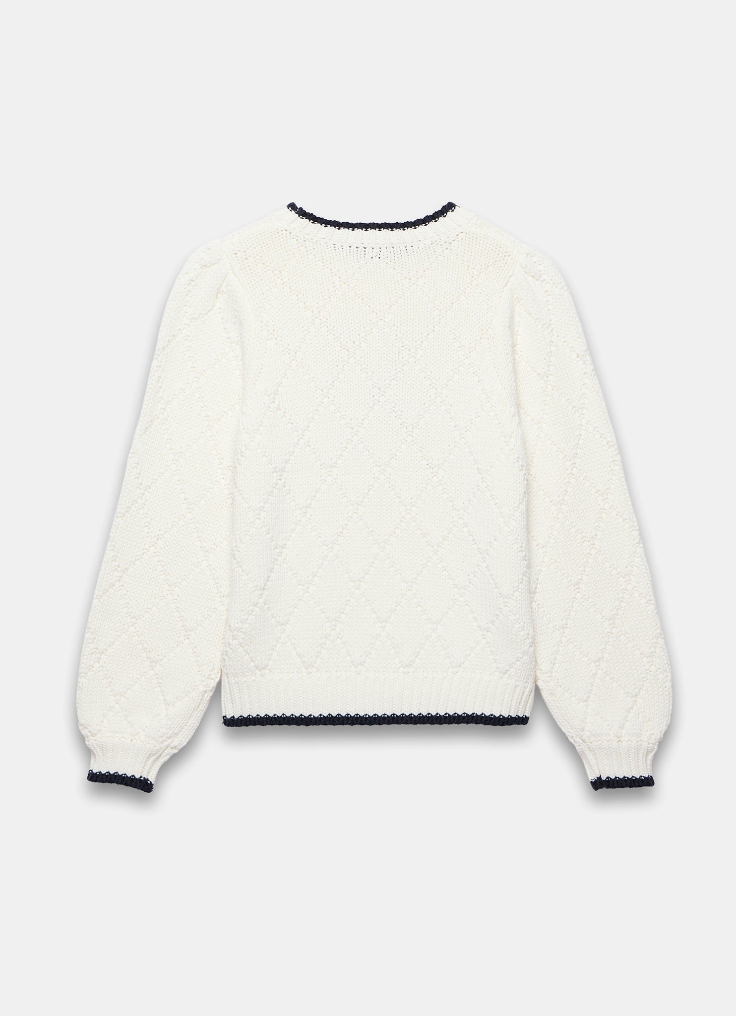 White Cotton Blend Fish Motif Jumper
