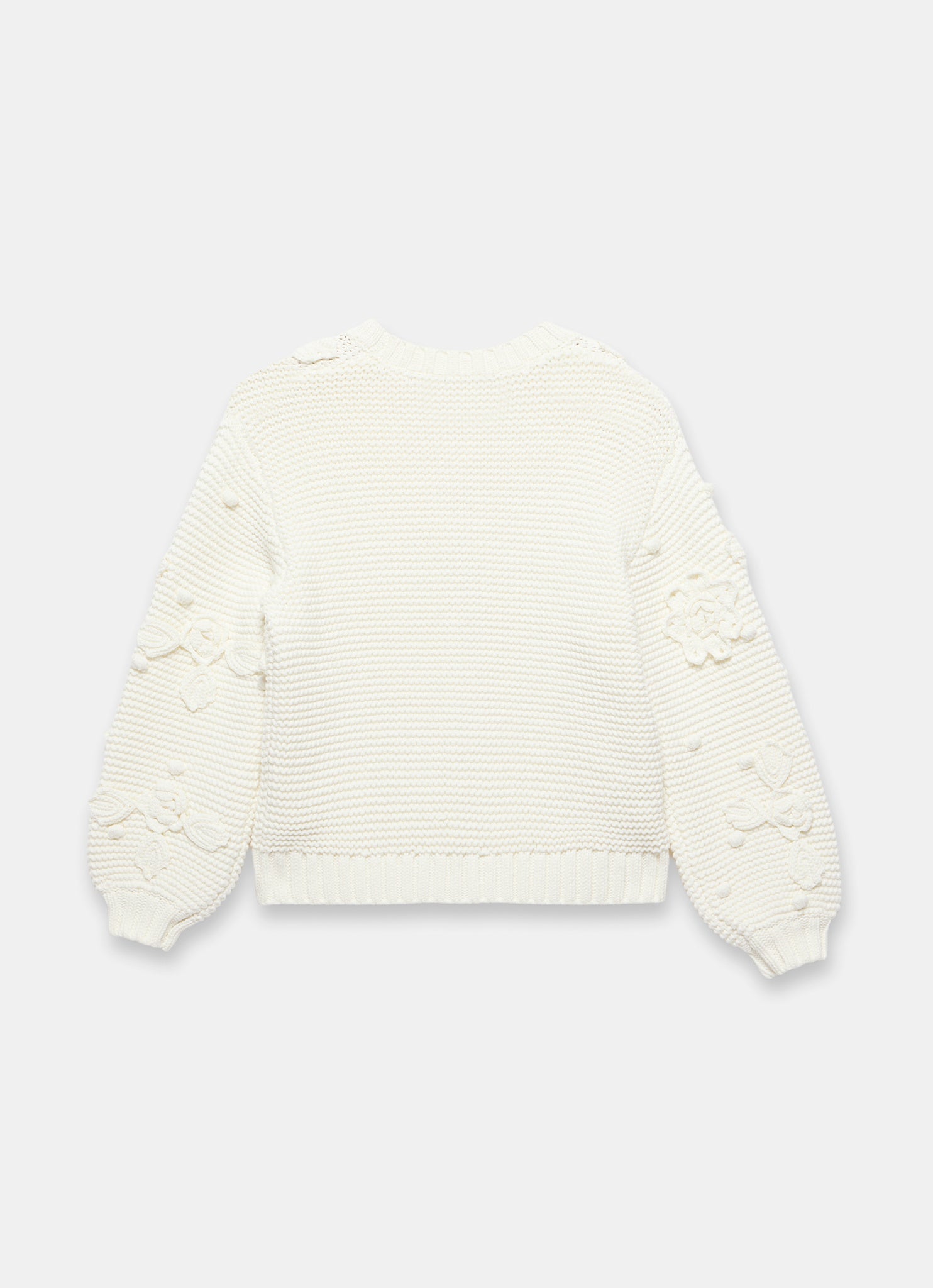 Cream Applique Flower Cardigan