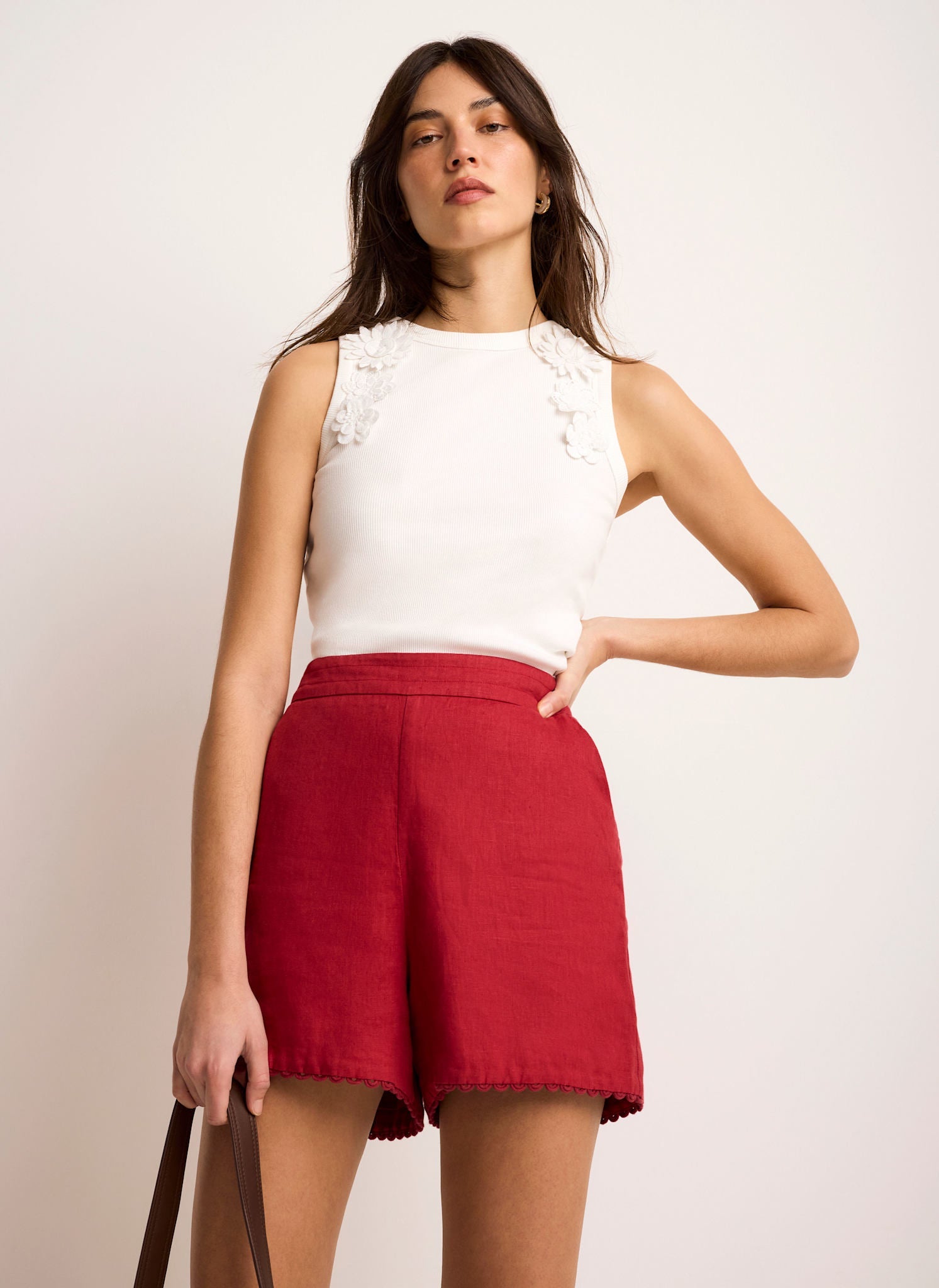 Cream Floral Applique Vest Top