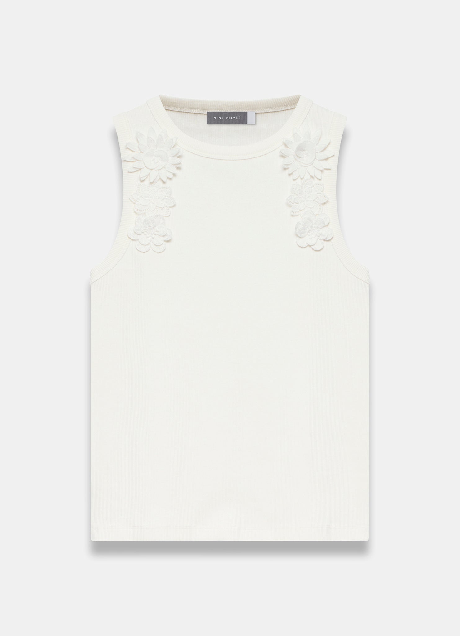 Cream Floral Applique Vest Top